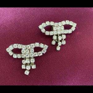 Vintage Rhinestone Bow Shoe Clips